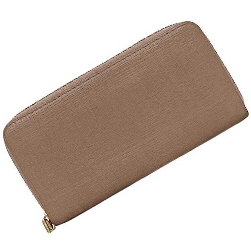 Loewe Round Zipper Long Wallet Anagram Leather Beige Pink